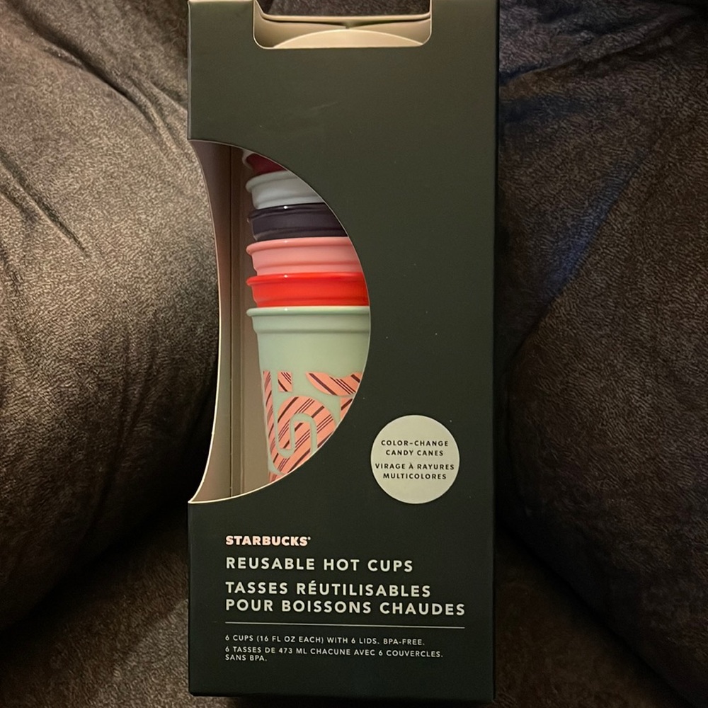 Starbucks Box of 6 Holiday 2020 Candy Cane Color Changing Hot Cups